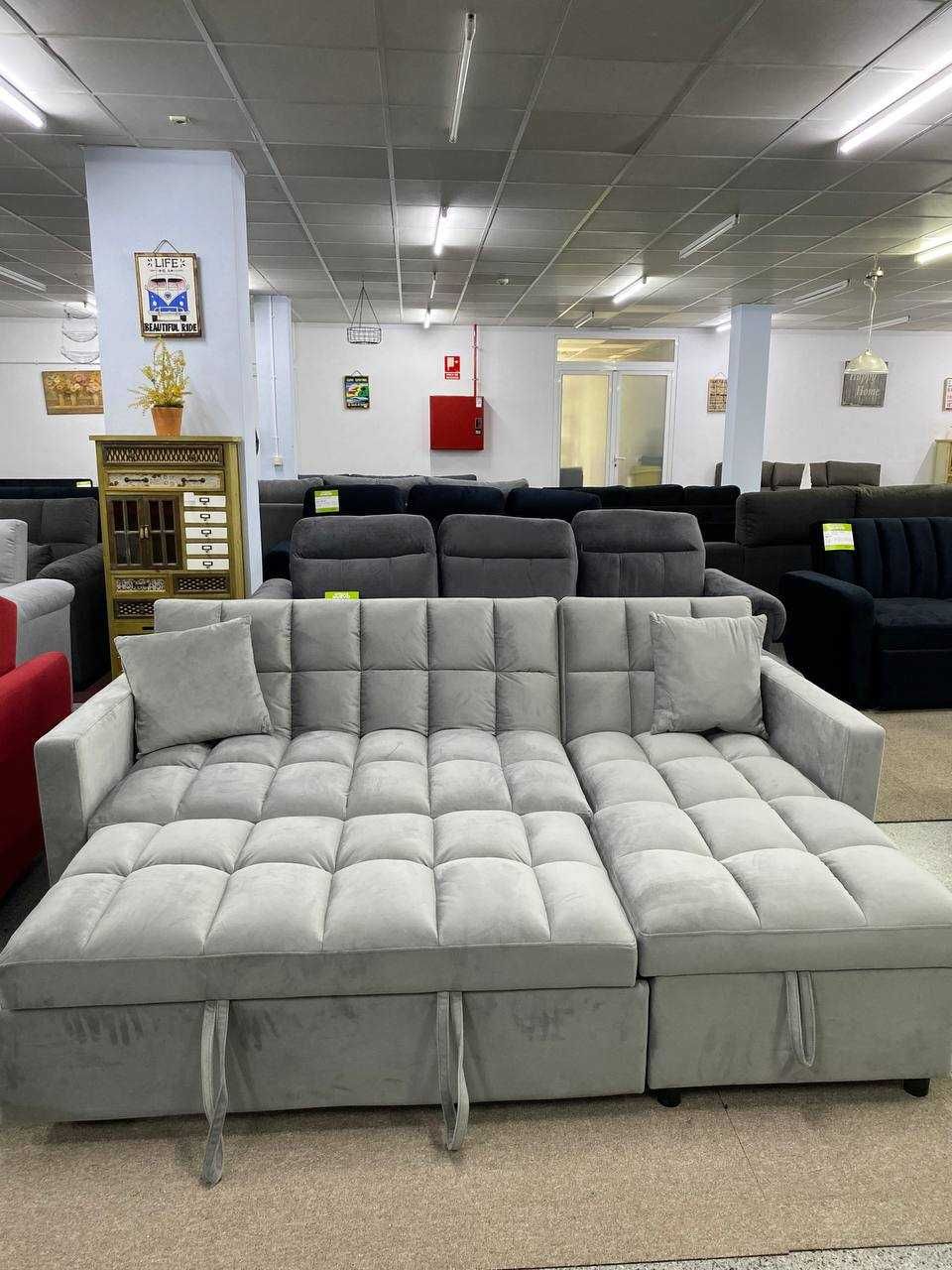 sofá-cama com chaise longue e arrumação envió gratis
