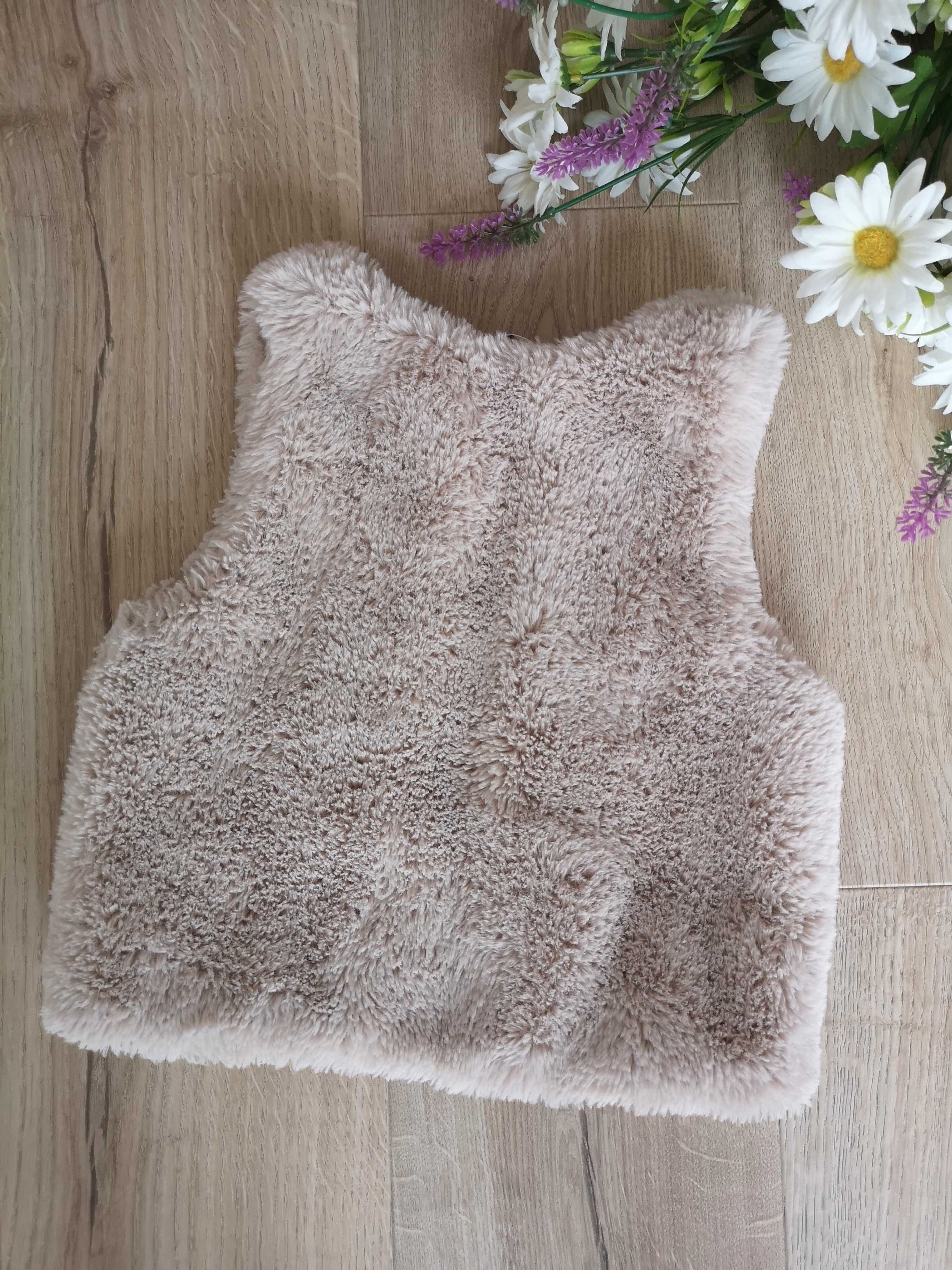 Kamizelka futrzana dziewczęca "Leśne zwierzęta" H&M r.110/116