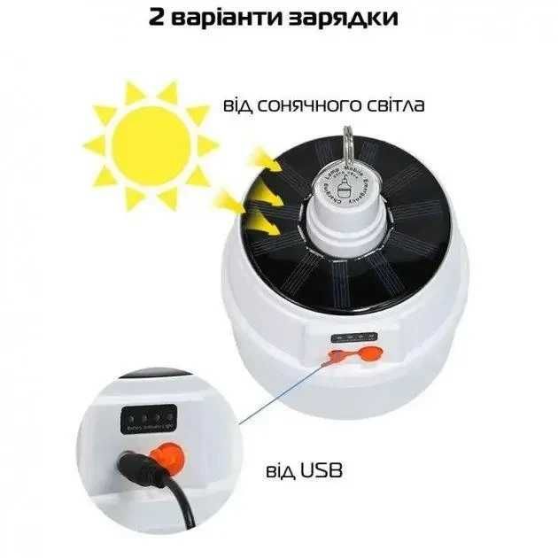 Діодна лампа для кемпінгу micro USB | сонячна панель.