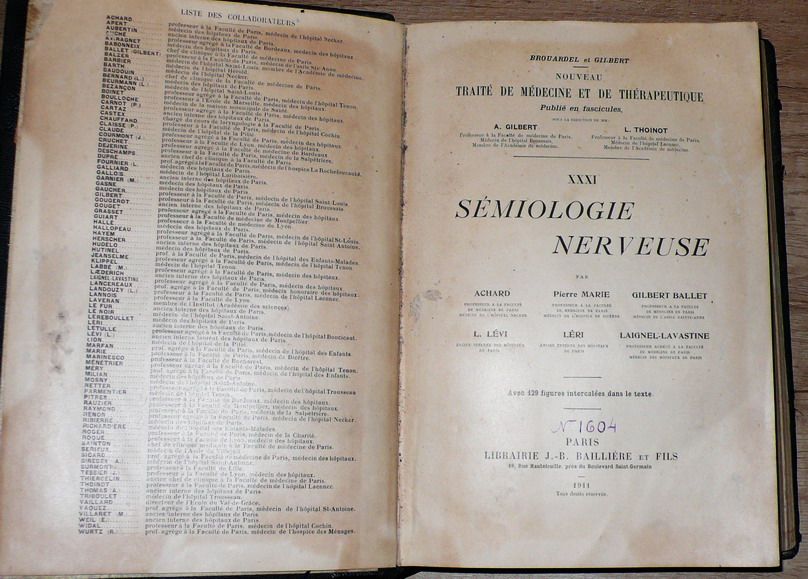 Медицинская книга: "Semiologie Nerveuse" (на французском) 1911г.