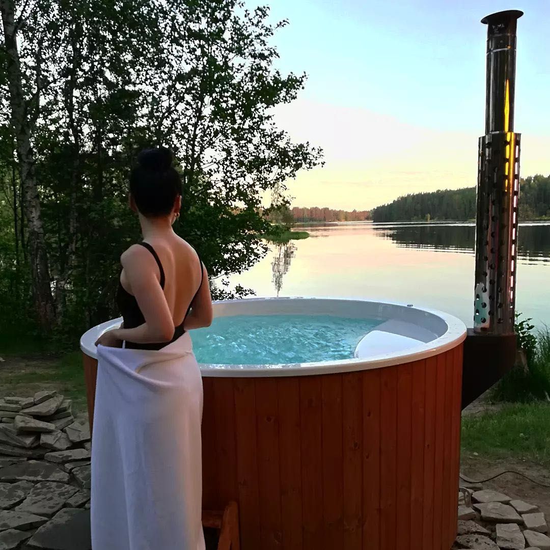 Balia ogrodowa Jacuzzi Gorąca beczka Piec wbudowany Hot Tube Premium