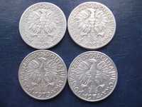 Stare monety 5 złotych Rybak 1959 , 1960 , 1973 ,, 1974 PRL zestaw