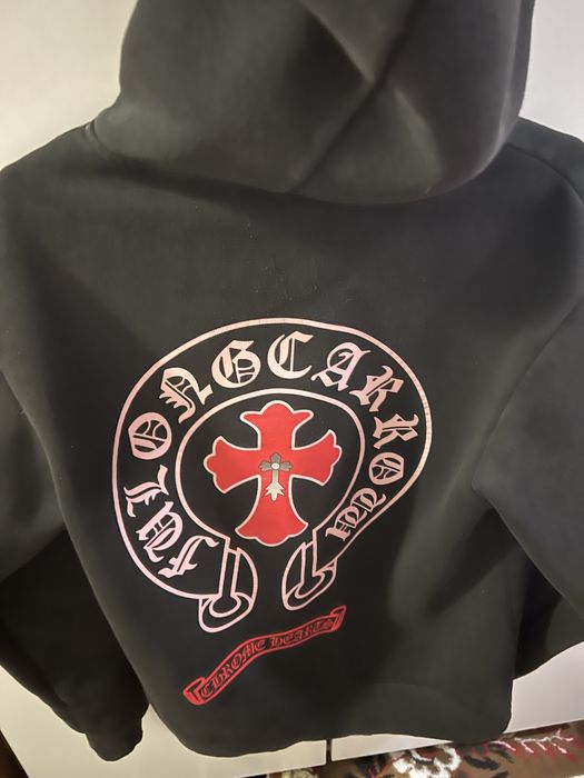 Тепла чорна худі в стилі Chrome Hearts