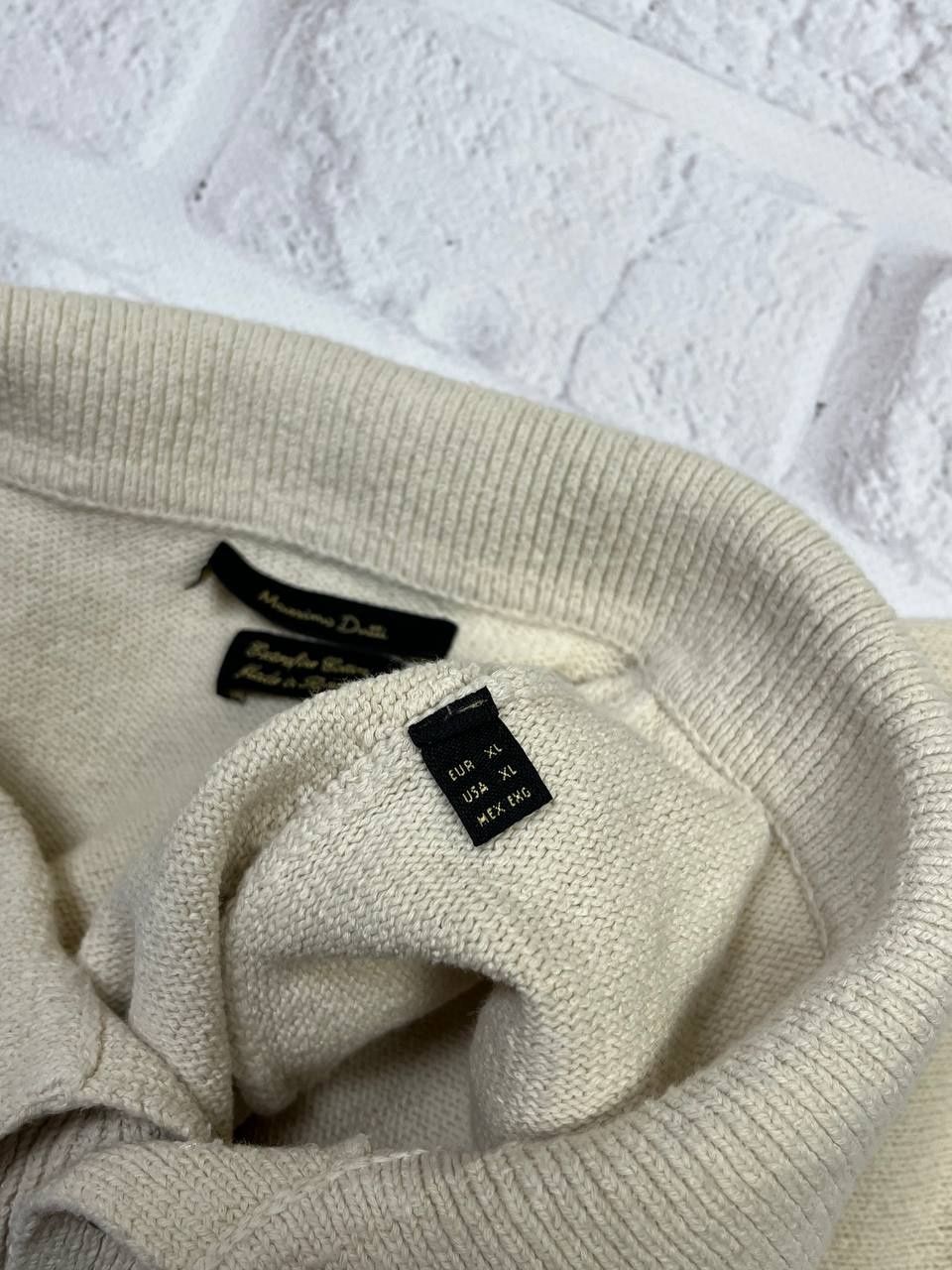 Поло в'язане Massimo Dutti плотне бежеве чоловіче теніска old money XL