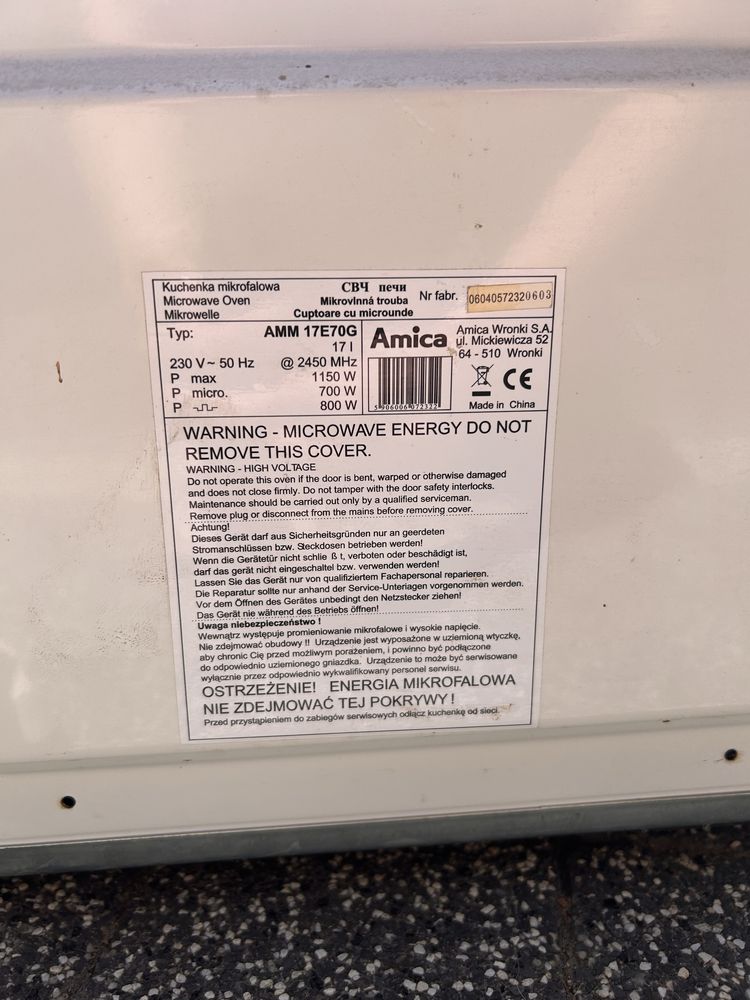 Mikrofala Amica AMM 17E70G