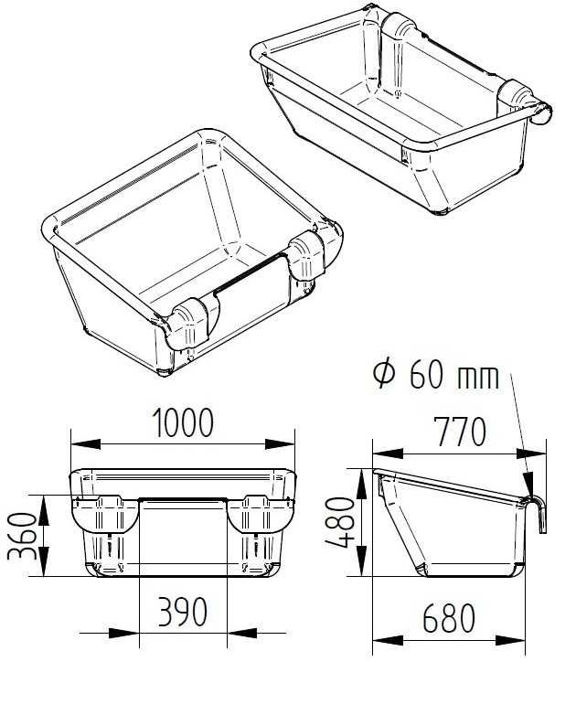 Koryto zawieszane 100 cm 180 l
