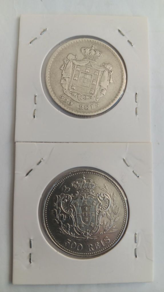 Moedas prata 500 réis D.Pedro V. D.Manuel l.