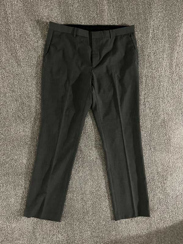Męskie spodnie garniturowe H&M 54 szare regular fit