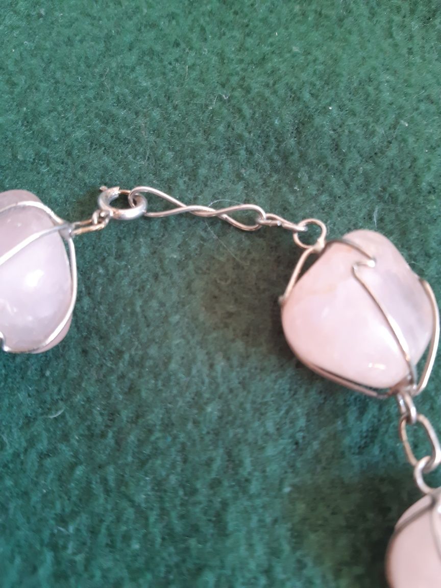 Piękny naszyjnik Kwarc różowy handmade