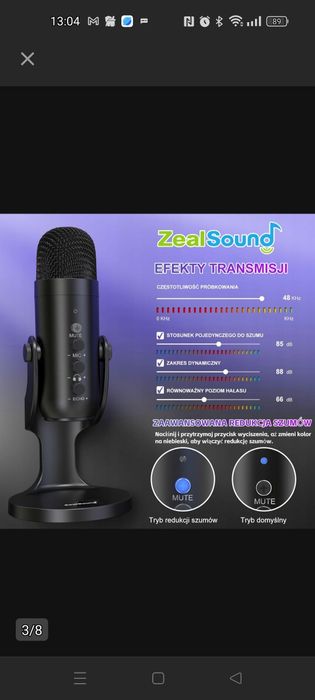 Profesjonalny mikrofon ZEALSOUND K66 USB PLUG&PLAY do pracy grania