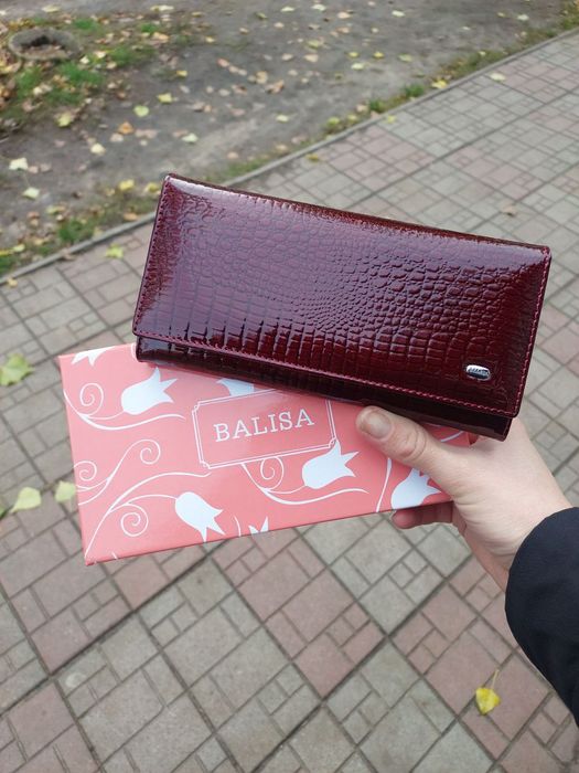 Гаманець жіночий Balisa шкіряний кошелек женский кожаный лаковый бордо