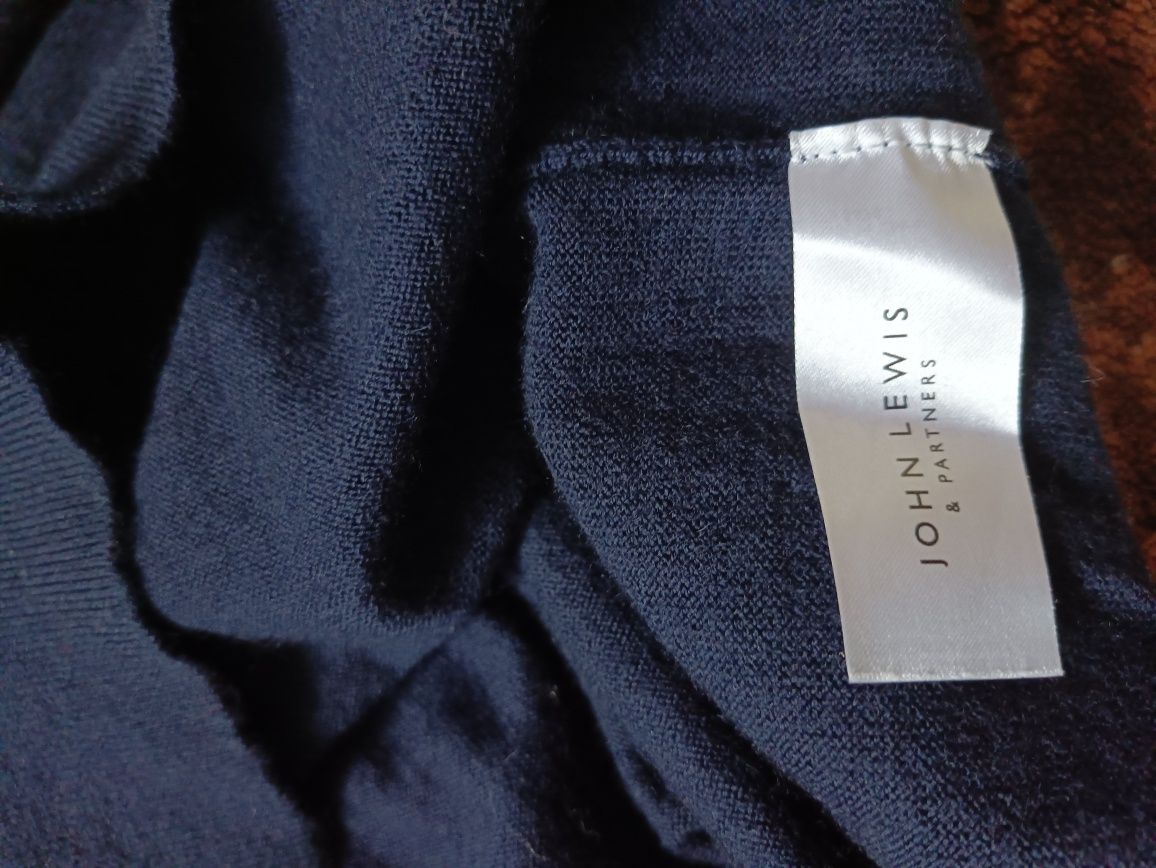 Męski, granatowy sweter wełniany John Lewis r. XXL