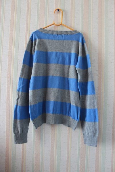 Bawełniany cienki sweterek w niebiesko szare paski, House, r. S