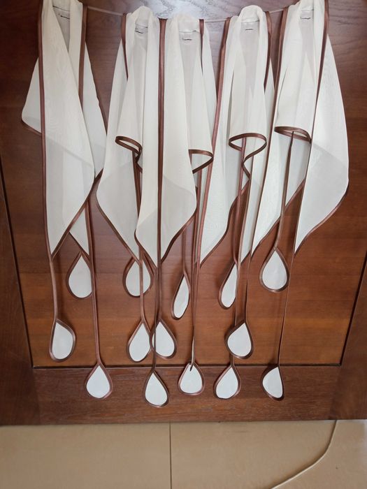 Firanka Zasłonka łezka z woalu Woal 1m biała brązowa do kuchni pokoju