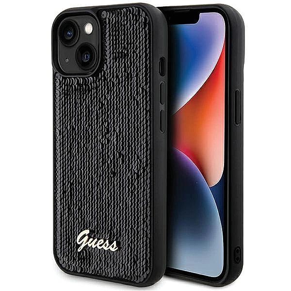Etui Guess Sequin Script Metal na iPhone 14 / 15 / 13 - czarne