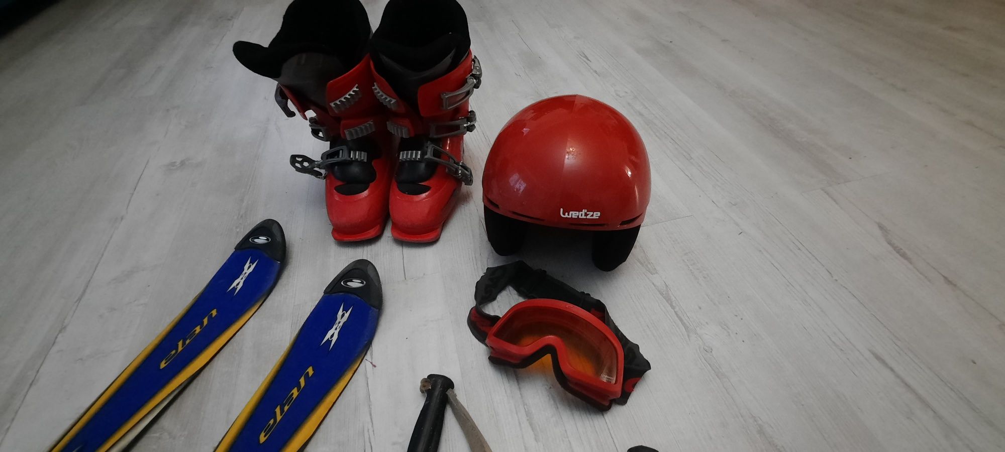 Narty + buty +kijki + kask +okulary komplet zestaw 26,5