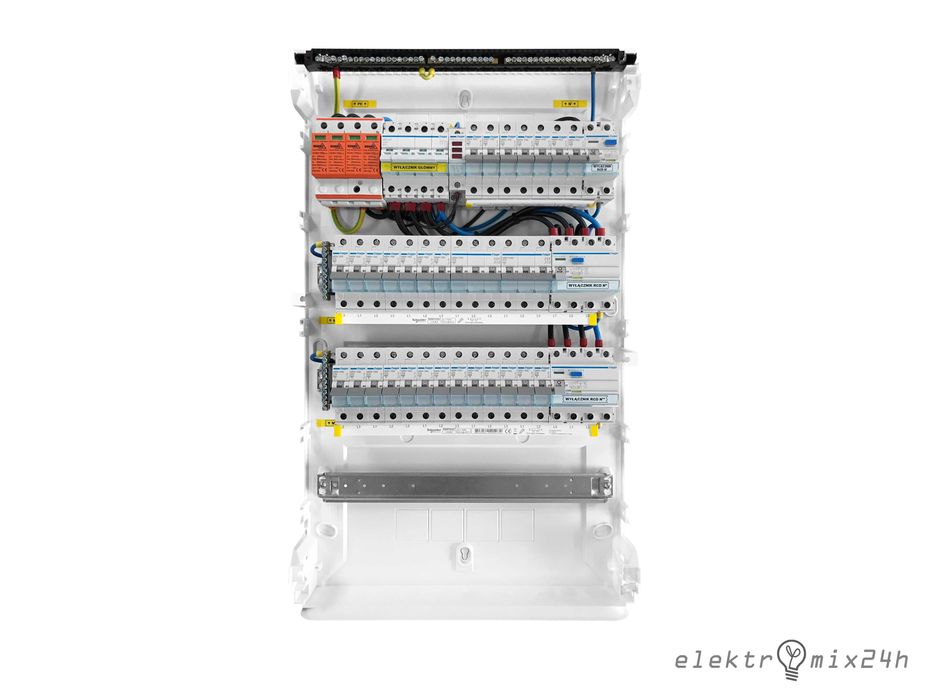 Rozdzielnica natynkowa z zabezpieczeniami, gotowa 4x18 modułów Hager