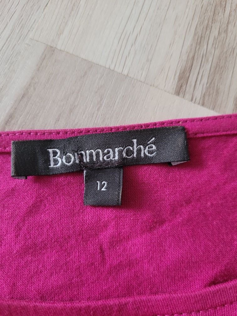 Amarantowa bluzka z rozkloszowanymi rękawami rozmiar L bawełna i modal