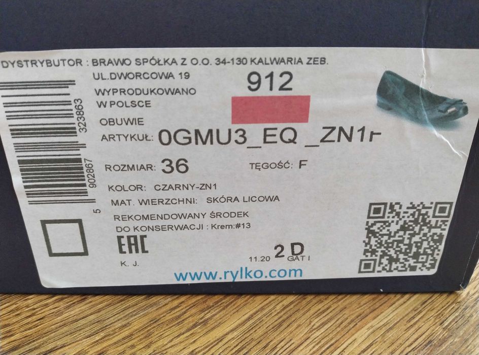 Baleriny Ryłko r.36 czarne skórzane