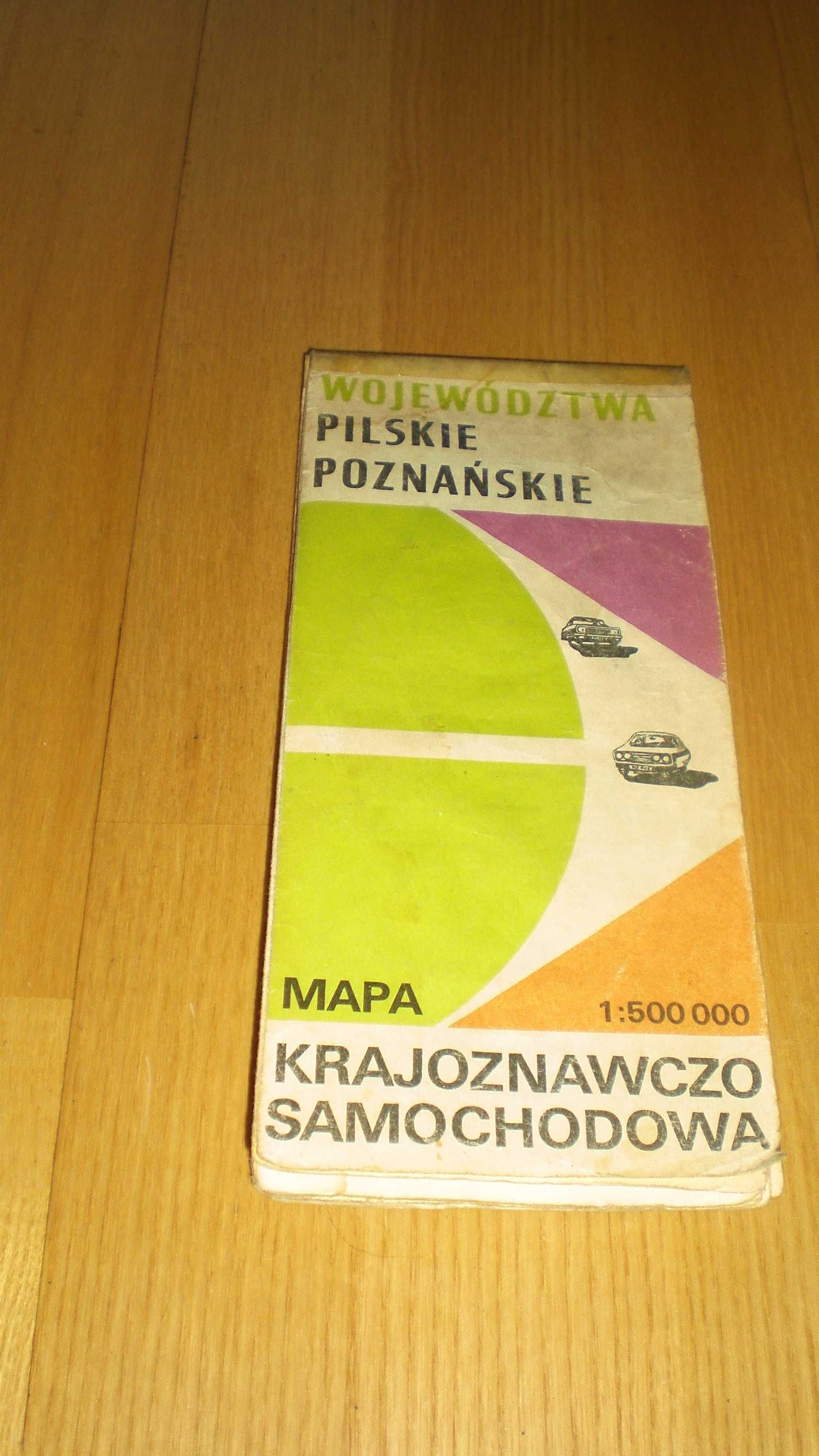 Województwa Pilskie Poznańskie Mapa Samochodowa Z 1984 Roku