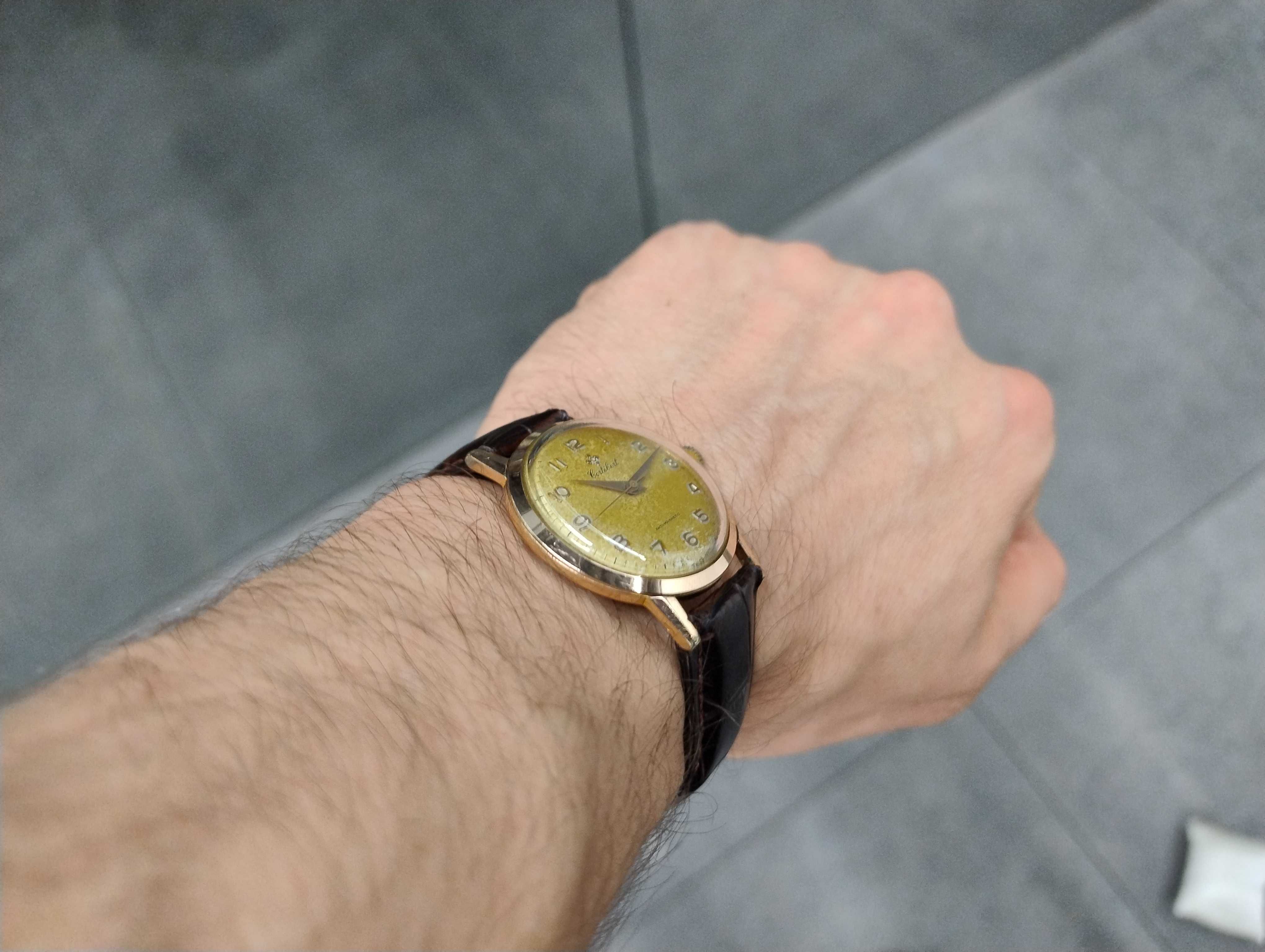 Przepiekny Zegarek Cortebert  Złocony 14k Grand Prix 1960 rok ! Patyna