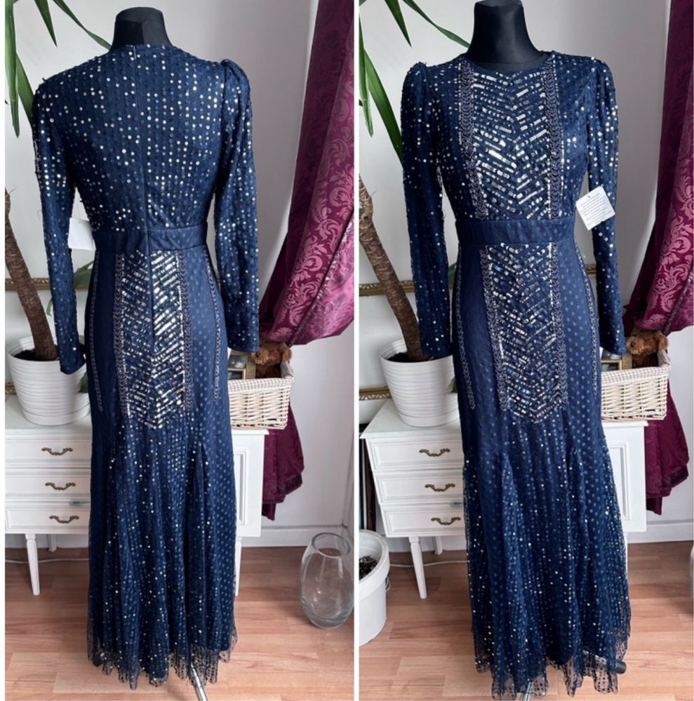 maya deluxe cekinowa sukienka tiulowa maxi s 36 m 38 L