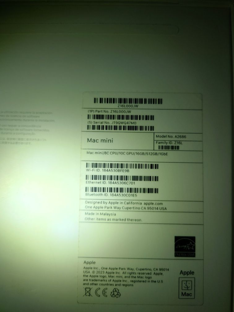 Mac Mini M2 16/512 core 8, 10, 16 2023