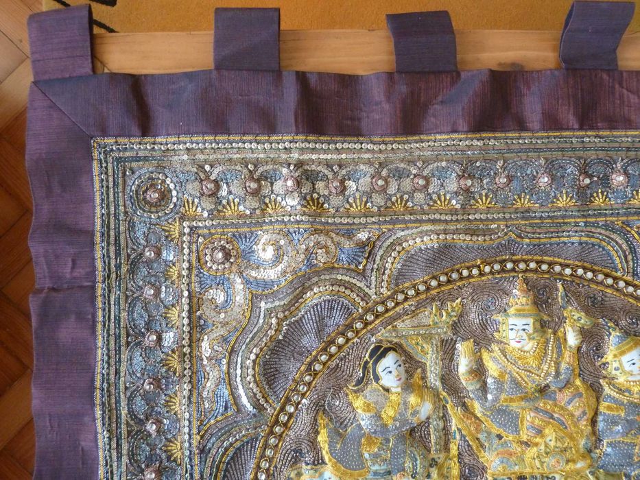 Quadro tailandês (Tailândia) trabalhado à mão (1,0m x 1,0m)
