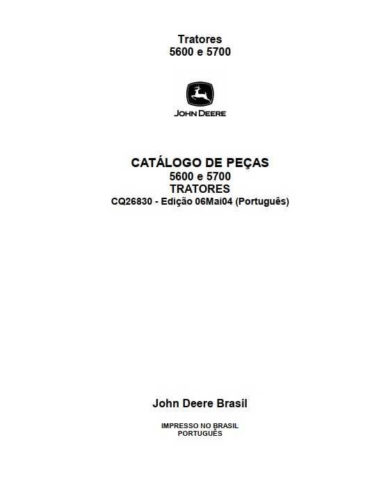 Katalog części ciągnika John Deere JD 5600, JD 5700