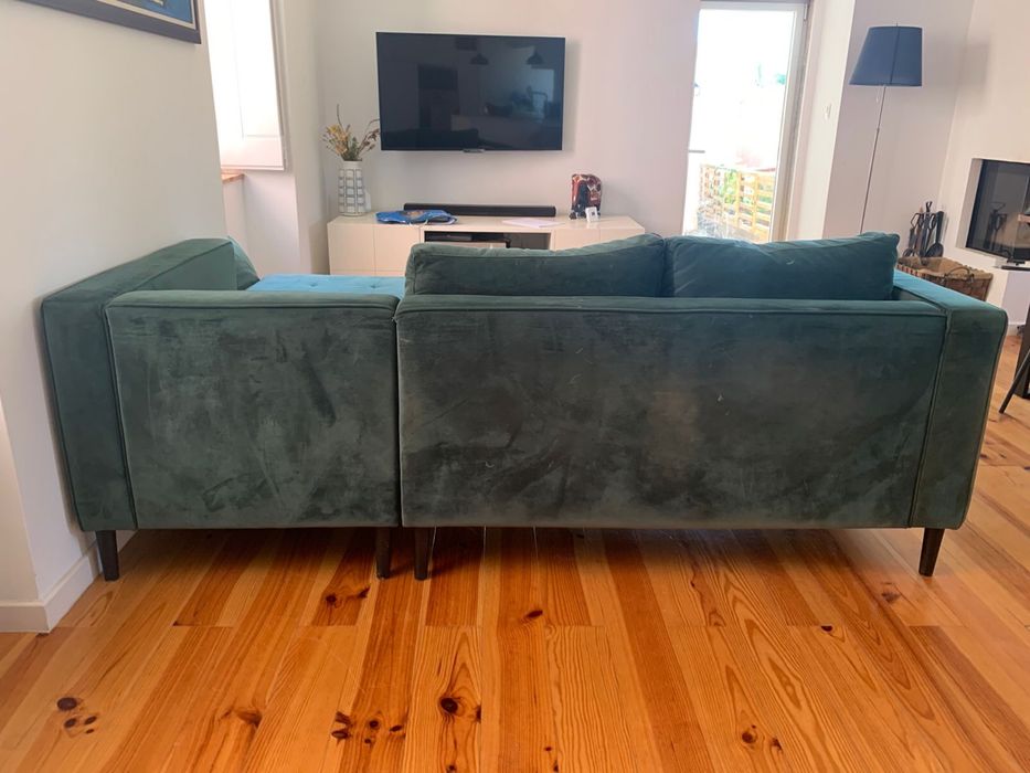 Sofa com chaise long Verde