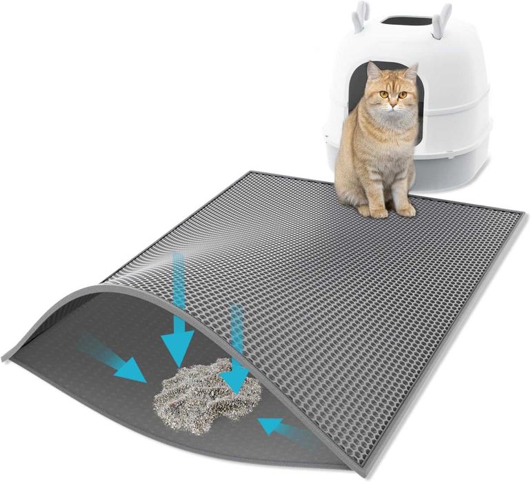 Mata pod kuwetę dla kotów dwuwarstwowa struktura plastra miodu  SZARA