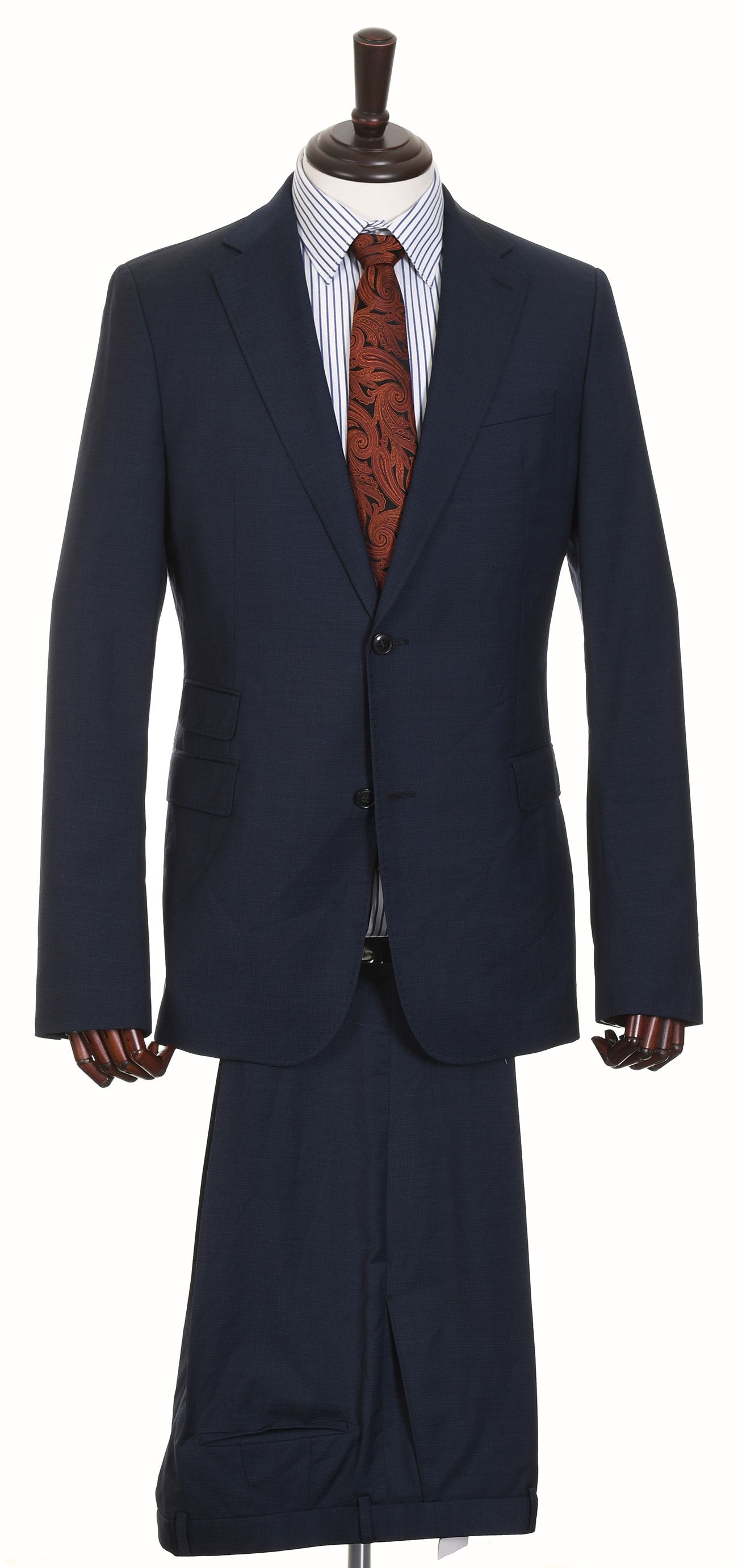 STRELLSON EXTRA SLIM FIT granatowy garnitur męski w krateczkę wełna 52