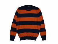 POLO RALPH LAUREN Sweter Męski 100 % Wełna Merino Paski Logo r. S