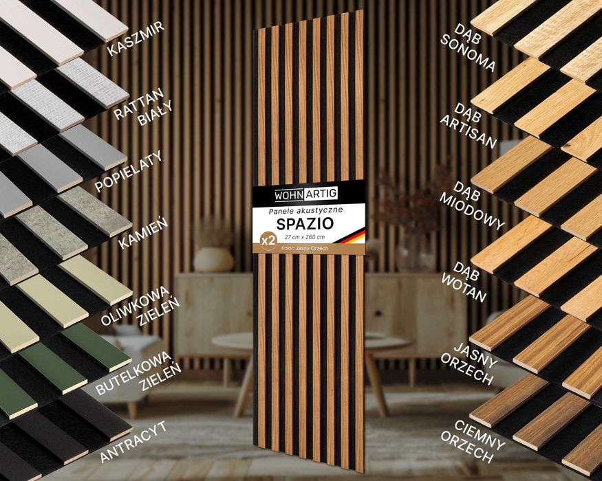 Lamele ścienne na czarnym filcu 260x54 cm Dąb Miodowy, Wotan i inne