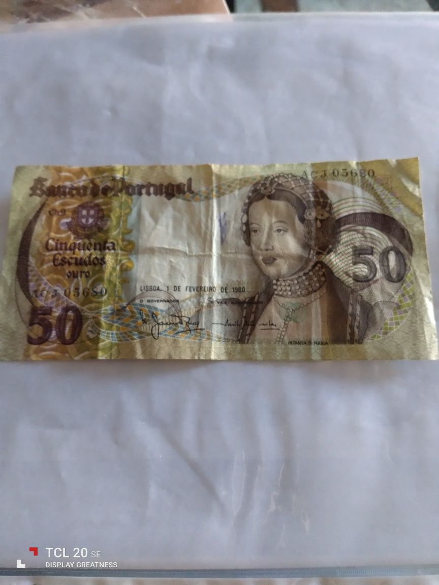 Nota de 50 escudos. Reervada