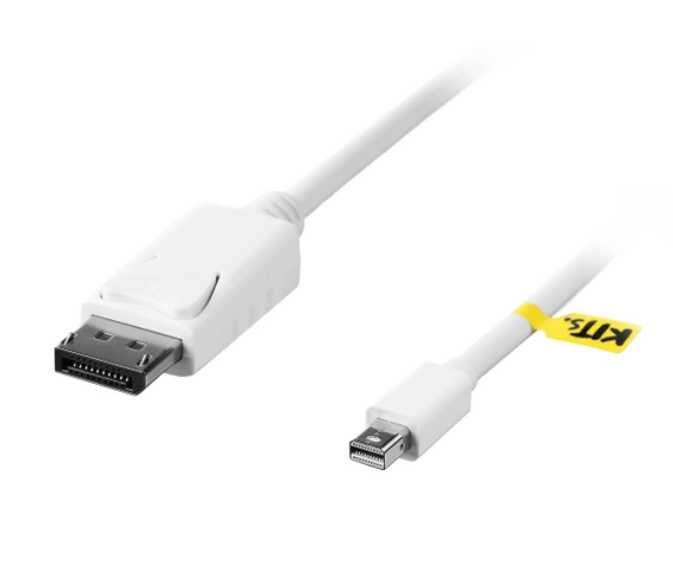 Кабель KITs MiniDisplayPort на DisplayPort 30 см Білий (KITS-FL-001)