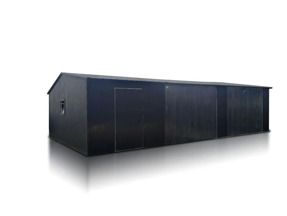 Hala 10x5 m - Dach dwuspadowy odwrócony, Brama uchylna, Grafit