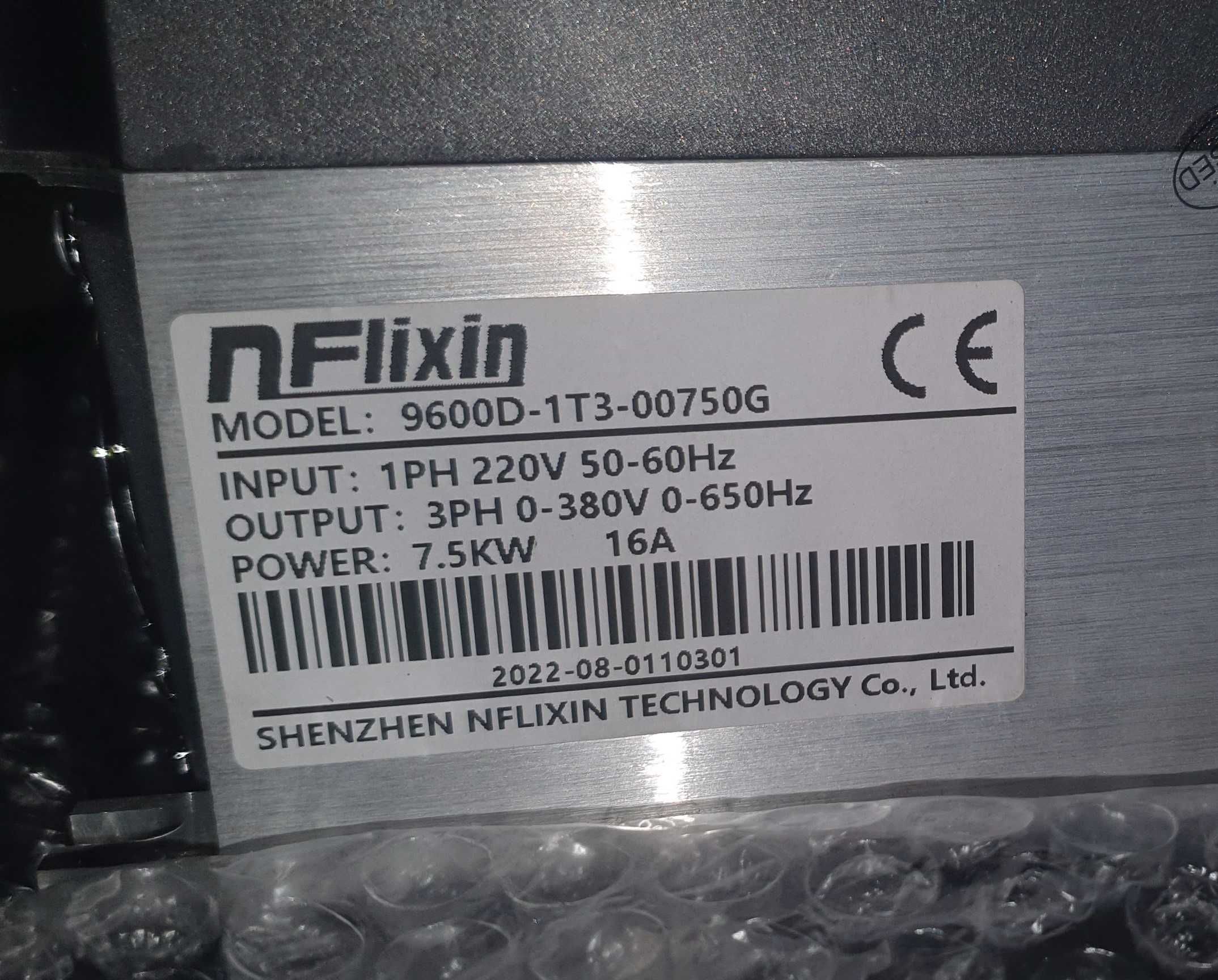 Інвертор NFllixin 9600D 220в - 380в. 7.5кВт.