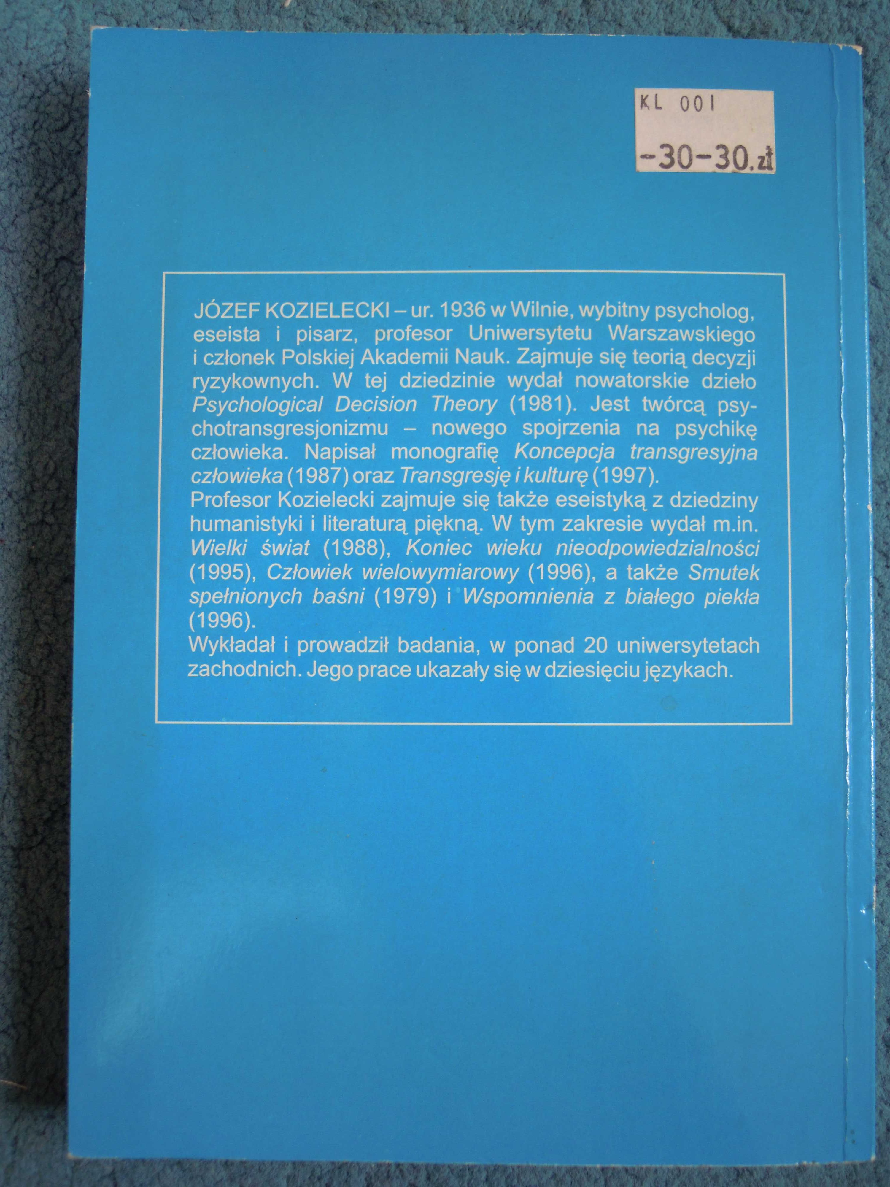 "Koncepcje psychologiczne człowieka" Józef Kozielski