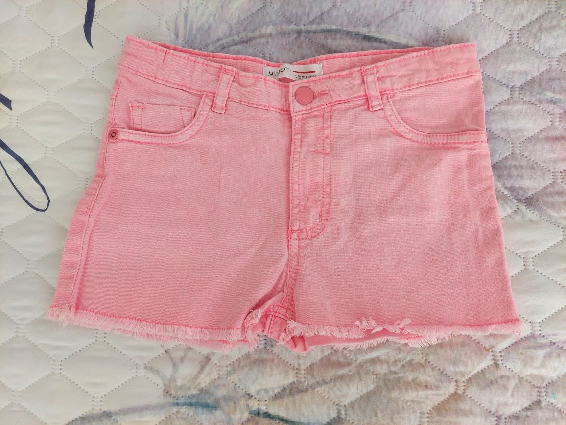 Krótkie spodnie 140/146 szorty różowe minoti dla dziewczynki