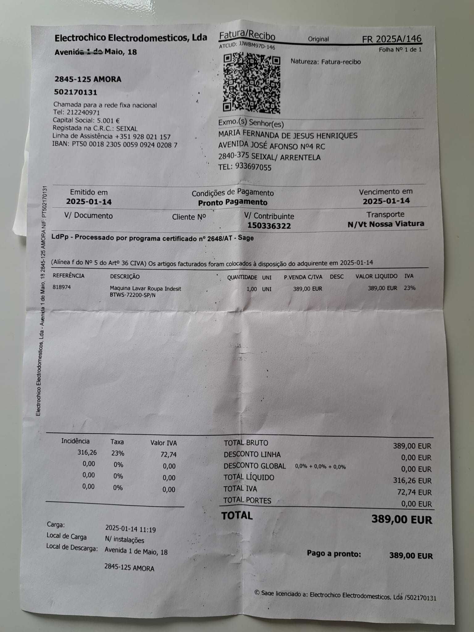 Máquina de lavar roupa abertura em cima (com garantia)