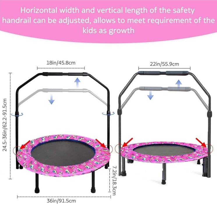 Składana mała Trampolina dziecięca bez siatki 91 cm uszkodzony uchwyt