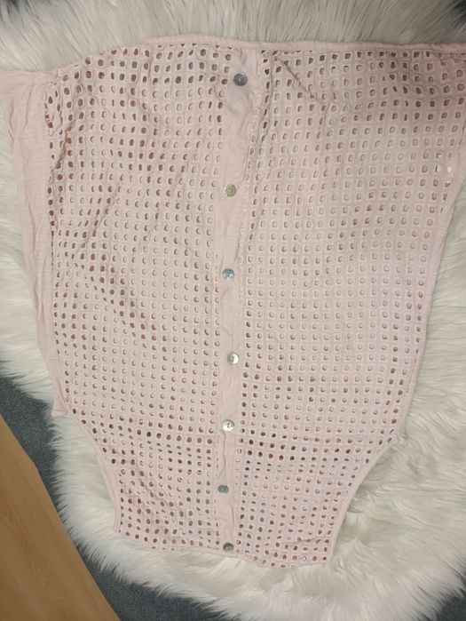 Bluzka z a'la siatka na plecach i dekolcie made in italy różowa damska