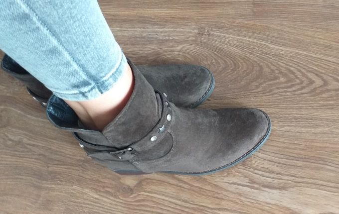 botki deezee jak nowe 36 brąz brązowe zamsz zamszowe koturn koturny