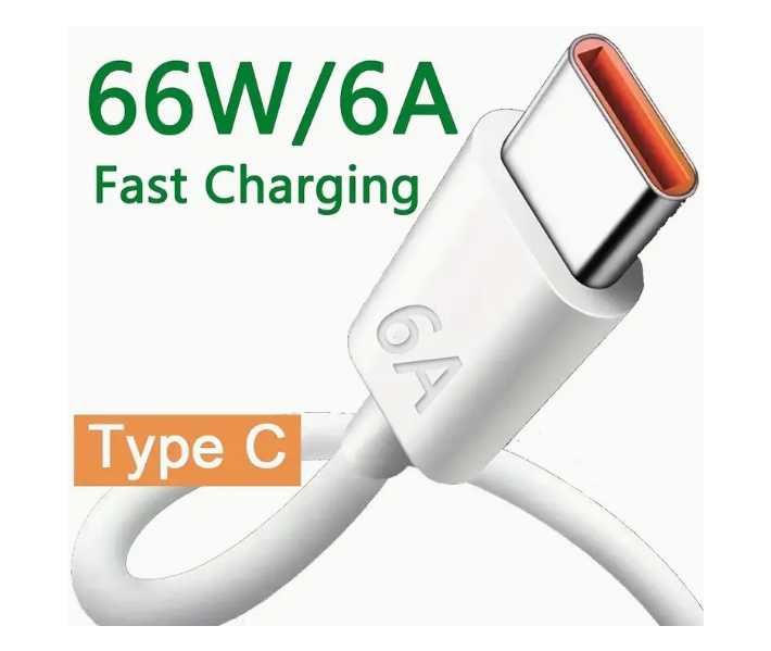 Kabel USB-C 6A 66W do Ładowania HUAWEI SuperCharge - biały | 1m! bulk