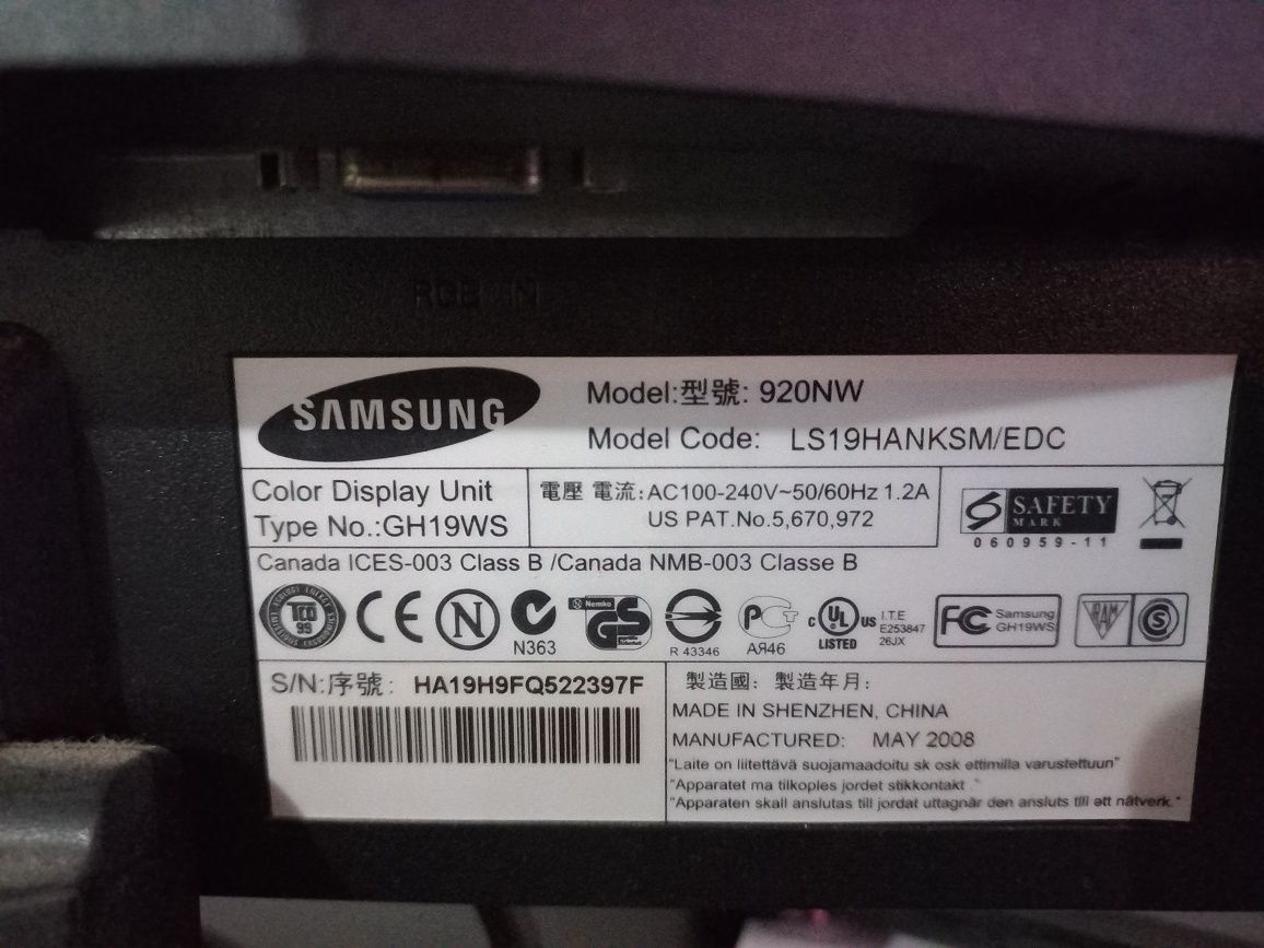 Monitor samsung avariado