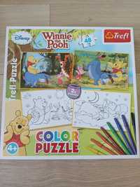 Puzzle Winnie the Pooh Kubuś Puchatek x2 (4 lata) oraz flamastry