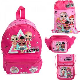 nowy zestaw dla dziewczynki plecak, portfel, nerka i worek LOL