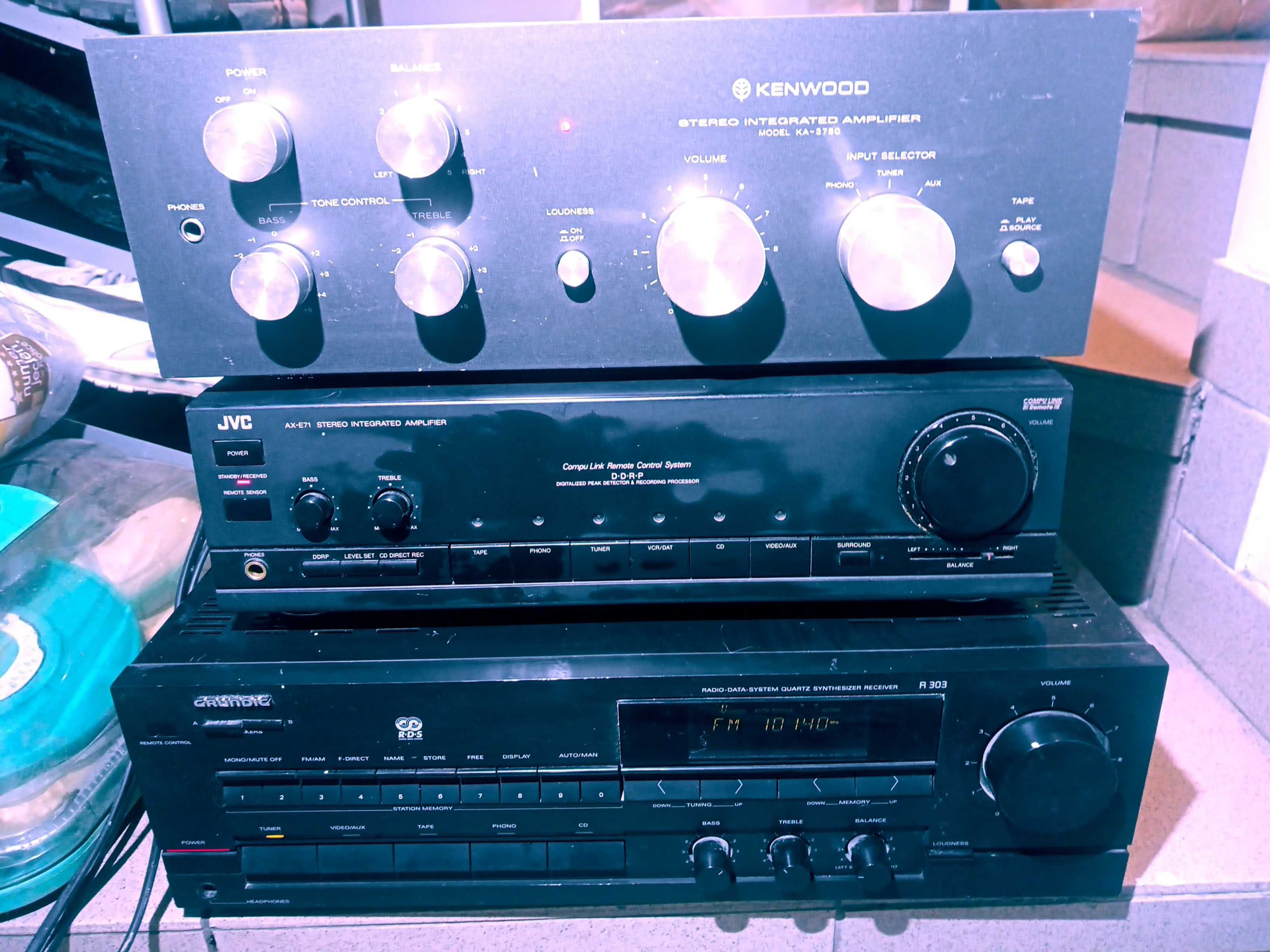 Wzmacniacze JVC AX-71. GRUNDIG R-R303. KENWOOD KA-3750