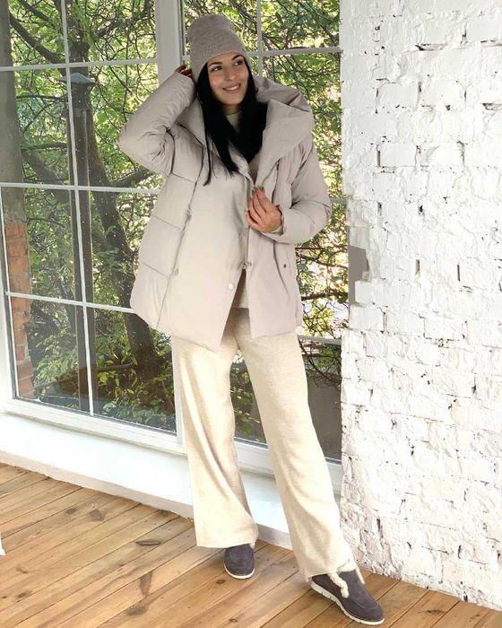 Куртка зимова пуховик світла р. М-L Р. 46-48 курточка зимняя